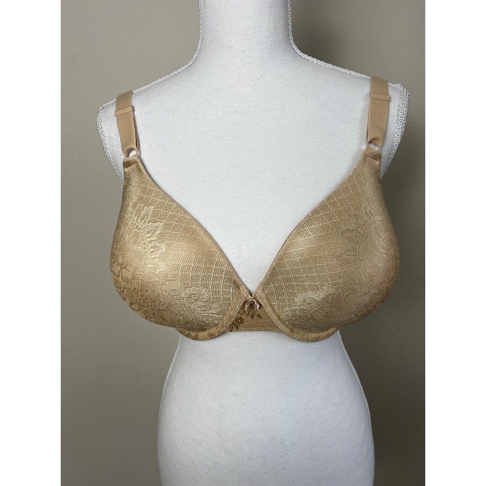 Vanity Fair 36DD Nude Lace Underwire T Shirt Bra Full Coverage Minimizer 75346‎